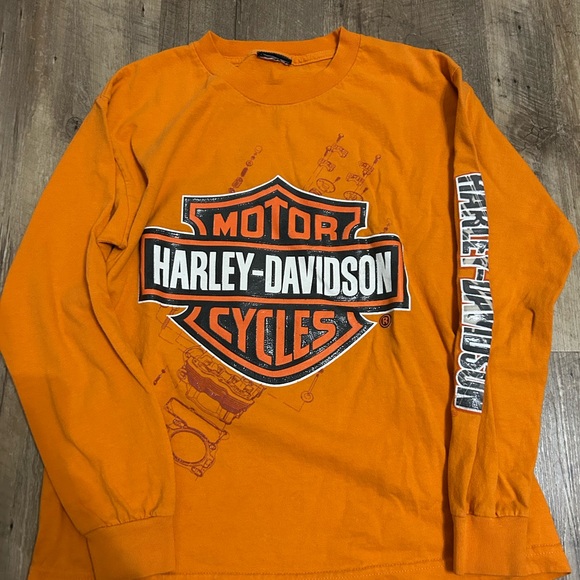 Harley-Davidson Other - Harley-Davidson Orange Long Sleeve Shield Logo Tee